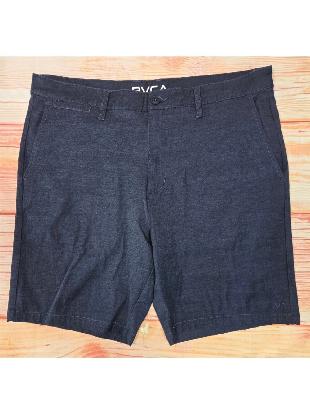 RVCA Mens Hybrid Shorts Navy Blue Cotton Linen Blend Size 36